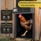 FarmParadise Automatic Chicken Coop Door – Battery Powered, LCD Display, Weatherproof & Safe, 2 Modes (Timer & Manual)